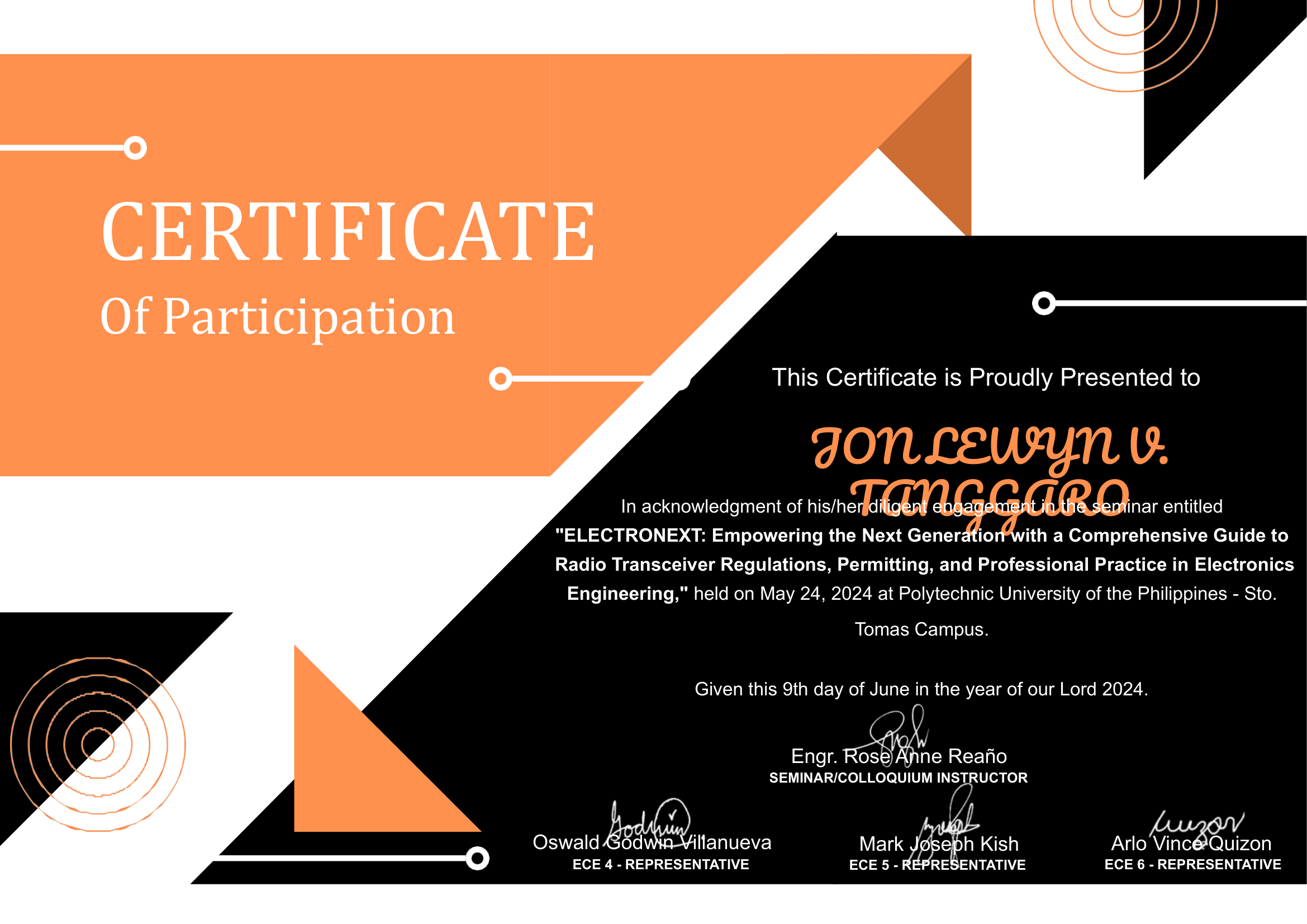Certificate: ElectroNext, transceiver regulations and practice